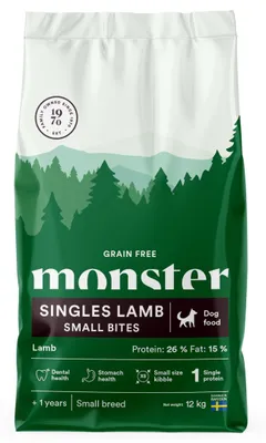 Zdjęcie produktu dla Monster Dog Grain Free Singles Lamb Small Bites 12kg Bezzbożowa Sucha Karma z Jagnięciną Dla Dorosłych Psów Małych Ras