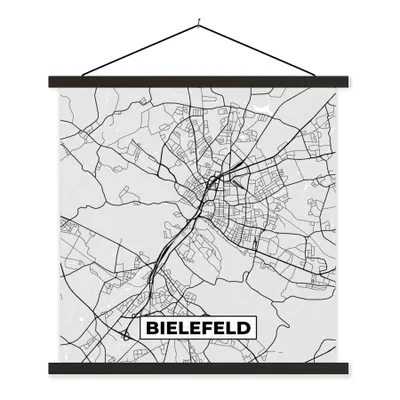 Produktbild von MuchoWow® Textilposter Deutschland - Karte - Stadtplan - Bielefeld 90x90 cm mit schwarzem Rahmen - Magnetisches