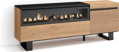 Immagine prodotto di COZY Mobile TV Soggiorno, 150x35x57cm, Per TV fino a 65, Camino elettrico, Rovere