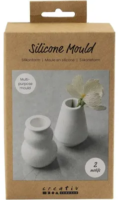 Produktbild von Creativ Company Silikon Gießform Vase und Kerzenhalter matt transparent 2 Stück