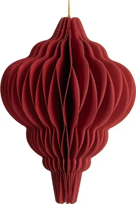Obrázok produktu pre Clayre & Eef Vianočná visačka Ø 7x10 cm červený papier