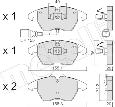 Produktbild von METELLI Bremsbeläge Satz Vorne Bremsklötze für VW GOLF VI (5K1) 22-0548-0