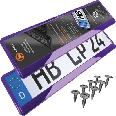 Produktbild von 2 Stück Kennzeichenhalter Violett - Chrom Kennzeichenhalterung Halter