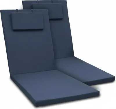 Produktbild von Beautissu 2er Set Gartenliege Auflage Loft RL, 200x60x5cm, Dunkelblau