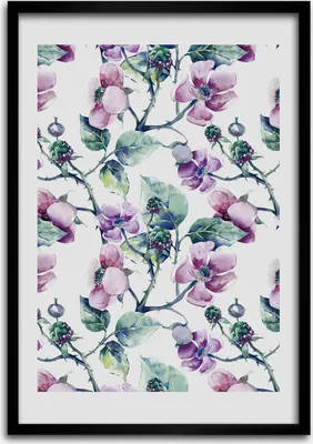 Produktbild von Bild - Bilderrahmen - Foto - 70 cm x 100 cm - MDF - Rahmen - Wandkunst - Brombeerblumen