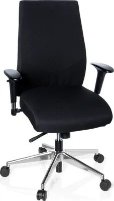 Produktbild von hjh OFFICE Profi Bürostuhl PRO-TEC 250 Ergonomischer Schreibtischstuhl mit Armlehnen (höhenverstellbar) Stoff Schwarz Drehstuhl für Büro, Zuhause