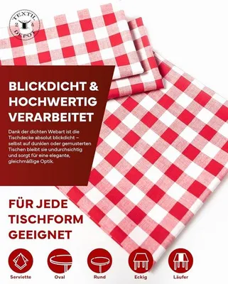 Produktbild von Tischdecke Landhausmuster 100% Baumwolle - 140 x 240 cm
