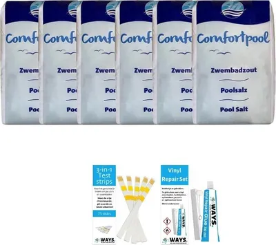 Produktbild von Sparpackung - Poolsalz - 120 kg (6 x 20) & WAYS Reparaturset und Teststreifen