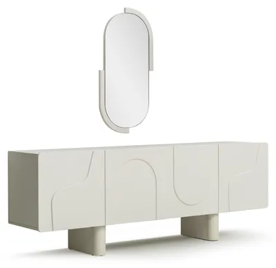 Image de Ensemble de salle à manger 2 pièces – buffet et miroir au design moderne