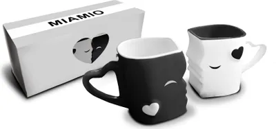 Produktbild von MIAMIO - Küssende Tassen Geschenk Set, Kaffeetassen«, Keramik (2-tlg ) Schwarz