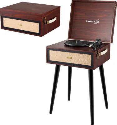 Obrázok produktu pre Gramofón Cyberlux so stojanom Retro gramofón s reproduktorom s plným rozsahom Bluetooth FM rádio USB Line-Out AUX IN Micro SD Slot Gramofón