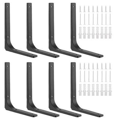 Produktbild von Schwerlast Regalhalterung Schwarz 200x250mm 8 Stück Metallwinkel 90 Grad mit Schrauben