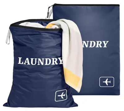 Productafbeelding van Wasmand - Met rits - Voor reizen - 2 stuks, 60 x 45 cm