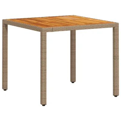 Immagine prodotto di Tavolo da Giardino Beige 90x90x75 cm Polyrattan e Legno Acacia