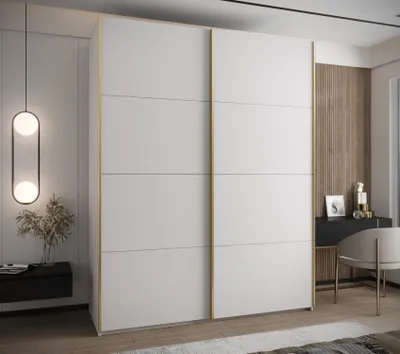 Produktbild von Zweitüriger Kleiderschrank SAMARA 1 – 190 cm, weiß/gold