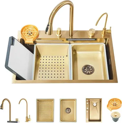 Immagine prodotto di Lavello da cucina, acciaio inox, vasca singola, set lavello 68X45CM