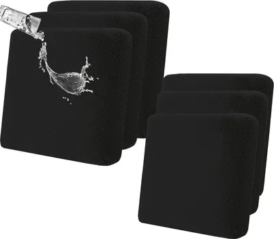 Produktbild von 6 Stück Wasserdicht Sofa Sitzkissenbezüge, Stretch Sofa Terrassen Sitzkissenbezug für Gartenmöbel,Schwarz