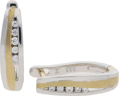 Produktbild von JuwelmaLux Creolen 333 Weiß- & Gelbgold Zirkonia JL10-06-2364