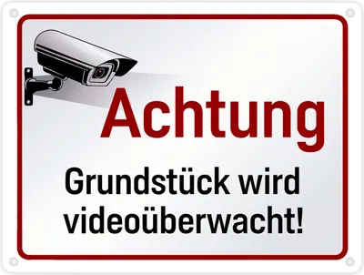 A sign indicating video surveillance with a camera icon and German text.