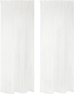 Produktbild von WOLTU Gardinen mit Kräuselband transparent Vorhang Leinenoptik 140x245 cm Weiß