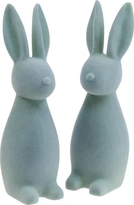 Produktbild von Dekorative Hasenfiguren beflockt für Frühling und Ostern, 2 Stück