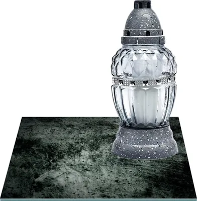 Zdjęcie produktu dla SZKLANA PODSTAWKA POD ZNICZE Z DEDYKACJĄ 25x25cm Beton 32e