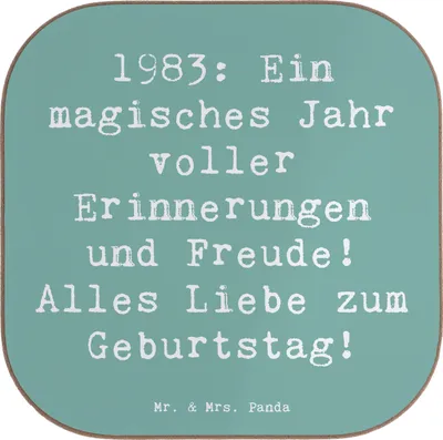 Produktbild von Mr. & Mrs. Panda Untersetzer für Gläser Spruch 1983 Geburtstagserinnerungen - Meeresbrise - Geschenk, Geburtstagsgeschenk, Coaster, Tischuntersetzer, gläseruntersetzer