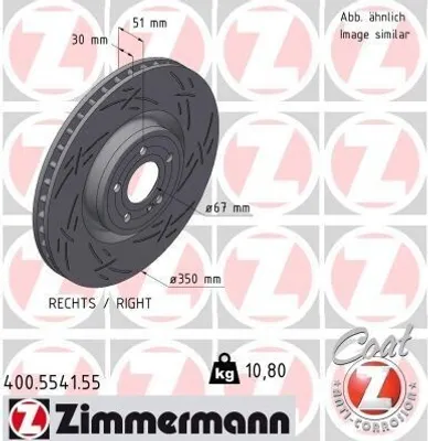 Produktbild von ZIMMERMANN Bremsscheibe Vorne Rechts passend für MERCEDES-BENZ A-Klasse (W177) 350mm 400.5541.55