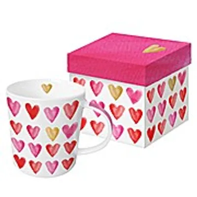 Immagine prodotto di PPD Trend Mug Aquarell Hearts Real Gold, in Geschenkbox, Tasse, Teetasse, Kaffee Becher, 350 ml, 603271