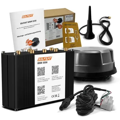 Produktbild von SELFSAT MWR 5550 mit Panorama Antenne schwarz (4 x 5G/4G, 2 x WLAN, 1 x GPS, 1 m Kabel)