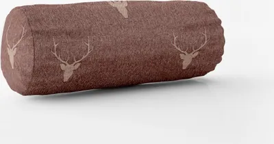 Produktbild von SCHÖNER LEBEN. Kissenhülle Jacquard Hirschkopf Geweih rotbraun beige Größe 15x40cm (ØxB) Nackenrolle 15x40cm (ØxB) Nackenrolle Größe