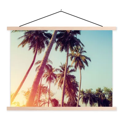 Produktbild von MuchoWow® Textilposter Palme - Sommer - Retro - Sonne 40x30 cm mit holzfarbenen Rahmen - Bilder