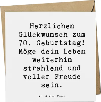 Produktbild von Mr. & Mrs. Panda Deluxe Karte Spruch 70. Geburtstag Glückwünsche - Weiß - Geschenk, Happy Birthday, anlasskarte, Geburtstagsfeier, Erinnerungen, faltkarte, Klappkarte