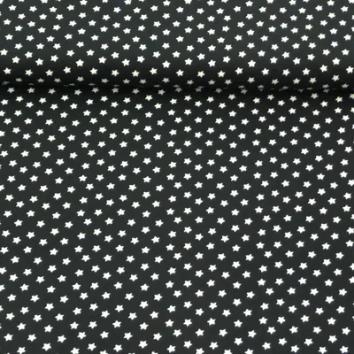 Produktbild von Jerseystoff Meterware Sterne schwarz weiß