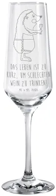 Produktbild von Mr. & Mrs. Panda Glas Igel Wein - Transparent - Geschenk, Champagnerglas, Weintrinker, Trinkglas, Sektflöte, Weinglas, Weinliebhaber, Sektglas mit Gravur, Lustige Sprüche
