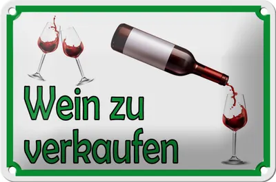 Produktbild von Blechschild Hinweis 18x12cm Wein zu verkaufen Alkohol