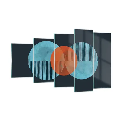 Produktbild von Bilder auf glas - 5 Teile - Abstraktion Räder Gürtel - 100x60cm - Glasbilder - Wandbilder - Bilder - zum Aufhängen bereit - Wanddekoration aus Glas - Glas Bilder - Wandbild auf Glas - GEG100x60-4670
