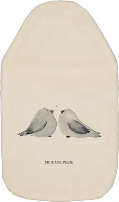 Produktbild von Mr. & Mrs. Panda Wärmekissen Turteltauben Liebe - Weiß - Geschenk, Freundin, warmwasserflasche, Verliebt, Hochzeitstag, Wärmflasche, gummi, naturkautschuk, Bettflasche