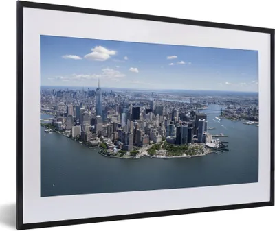 Produktbild von MuchoWow® Gerahmtes Poster New York - USA - Skyline 60x40 cm - Poster mit Schwarzem Bilderrahmen Wandposter Rahmen Foto Bilder - Schlafzimmer - Plakat in Rahmen - Drucken