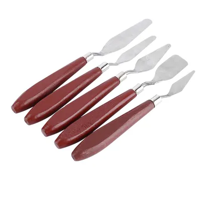 Produktbild von 5x Malerspachtel Set, Edelstahl Spachtelmesser, für Öl- & Acrylmalerei