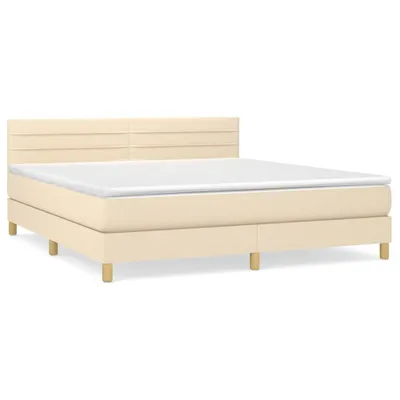 Produktbild von vidaXL Boxspringbett mit Matratze Creme 180x200 cm Stoff
