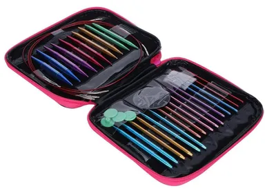 Produktbild von Bunte Rundstricknadel Sets Aluminium Austauschbar mit Aufbewahrungsbox