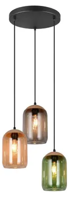 Zdjęcie produktu dla Lampa wisząca CORK czarna-dymiona-bursztynowy-zielona 3xE27x10W szkło wym:150x30x30cm IP20 Trio