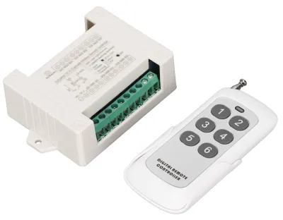 Imagen del producto de Interruptor de control remoto para motor, 12V/24V, 6 canales, relé, con función de avance y retroceso, inalámbrico, para cortinas eléctricas de automóviles
