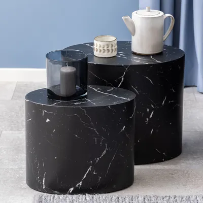 Image de Smuk Ensemble de tables d'appoint Cece Marbre noir