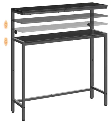 Obrázek produktu pro Dvoutierový konzolový stolek, výškově nastavitelný, 80-100 cm, industriální styl, černá barva