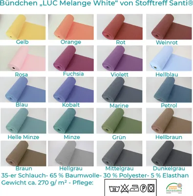 Produktbild von Bündchenstoff LUC Melange White Minze, Uni 270 g/m², Strickschlauch glatt/fein, 35 cm breit, 25 cm lang, Schlauch, Meterware