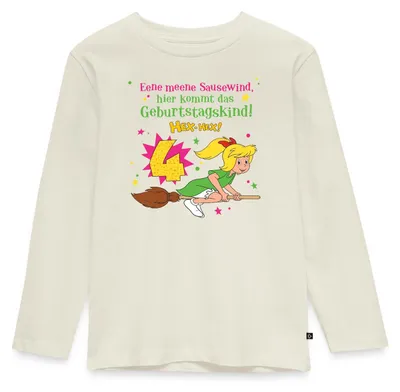 Produktbild von Spreadshirt Bibi Blocksberg Geburtstagsdesign 4 Jahre Kinder Premium Langarmshirt, 98/104 (2 Jahre), Naturweiß