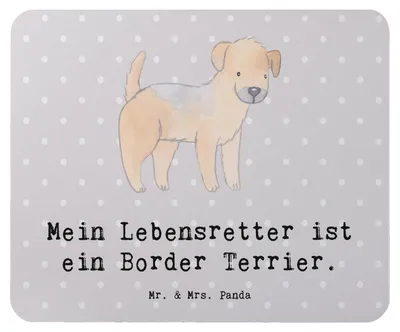 Produktbild von Mr. & Mrs. Panda Mauspad Border Terrier Lebensretter - Grau Pastell - Geschenk, laptop, Mouse Pad, mousematte, Mousepad, pc