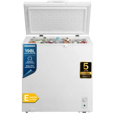 Productafbeelding van Heinner HCF-M198INVCE++ Vrieskist 198 L, Koelkast/Vriezer, Inverter, LED, Vergrendelbaar, Wit